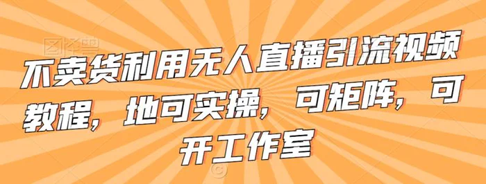 图片[1]-不卖货利用无人直播引流视频教程，地可实操，可矩阵，可开工作室【揭秘】-蛙蛙资源网