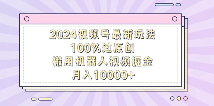 图片[1]-（9151期）2024视频号最新玩法，100%过原创，搬用机器人视频掘金，月入10000+-蛙蛙资源网