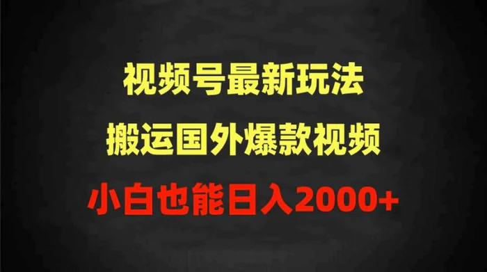 图片[1]-（9796期）2024视频号最新玩法，搬运国外爆款视频，100%过原创，小白也能日入2000+-蛙蛙资源网
