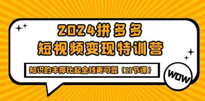 图片[1]-2024拼多多短视频变现特训营，知识的丰厚比起金钱更可靠（11节课）-蛙蛙资源网