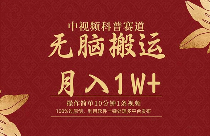 图片[1]-（9846期）中视频科普赛道，10分钟1条视频，条条爆款，100%过原创，无脑搬运月入1W+-蛙蛙资源网