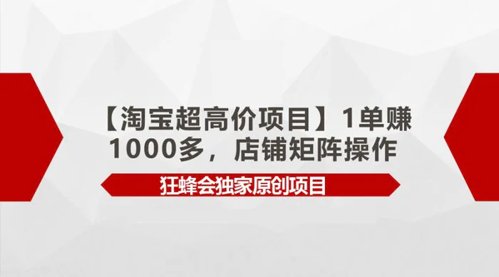 图片[1]-（9849期）【淘宝超高价项目】1单赚1000多，店铺矩阵操作-蛙蛙资源网