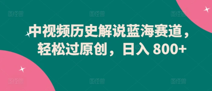 图片[1]-中视频历史解说蓝海赛道，轻松过原创，日入 800+-蛙蛙资源网
