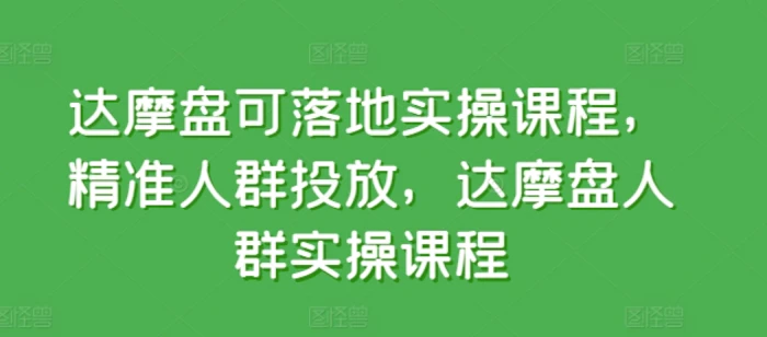 图片[1]-达摩盘可落地实操课程，精准人群投放，达摩盘人群实操课程-蛙蛙资源网