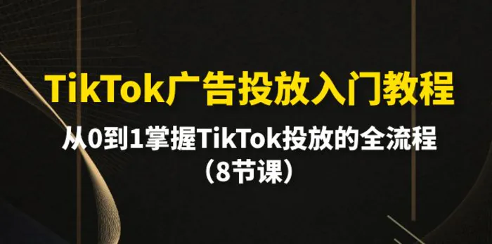 图片[1]-（10085期）TikTok广告投放入门教程，从0到1掌握TikTok投放的全流程（8节课）-蛙蛙资源网