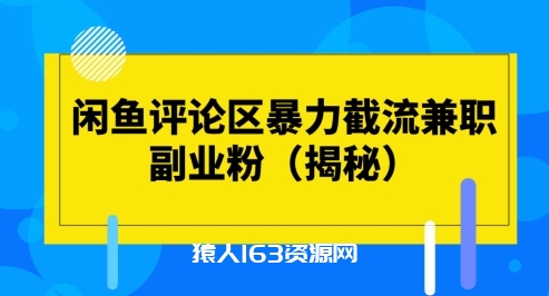 闲鱼评论区暴力截流兼职副业粉(揭秘)