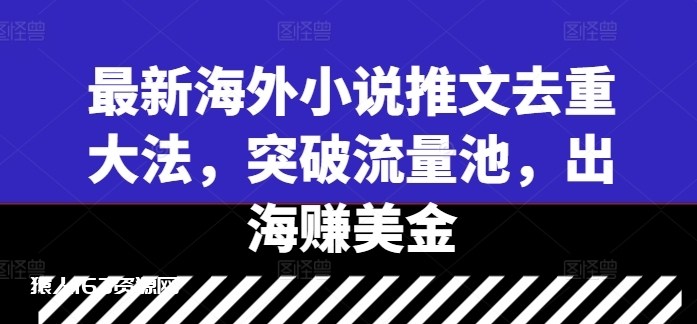 图片[1]-最新海外小说推文去重大法，突破流量池，出海赚美金-蛙蛙资源网